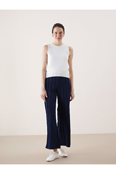 LC Waikiki Elastic Waist Textured Wide Leg Women's Trousers