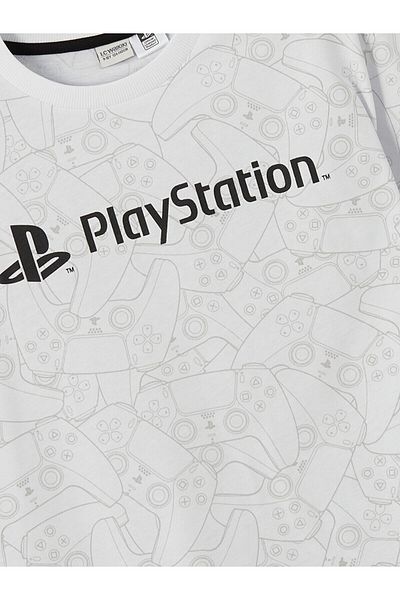 LC Waikiki Tricou pentru băiat din bumbac pieptănat cu imprimeu Playstation cu gât crew