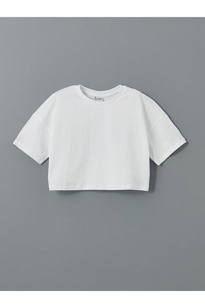 LC Waikiki Tricou Crop pentru fetiță cu gât crew