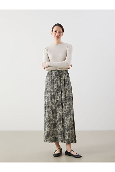 LC Waikiki Fusta de damă în linie A cu model cu talie elastică de sezon nou -...