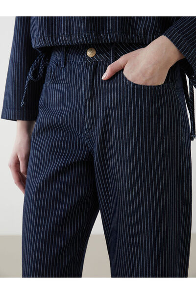 LC Waikiki LCWK Çizgili Baggy Fit Kadın Jean Pantolon