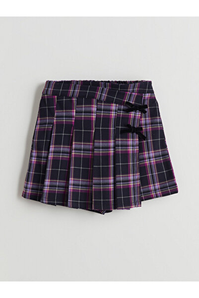 LC Waikiki Nevavm Plaid Girls' Shorts Skirt with Elastic Waist