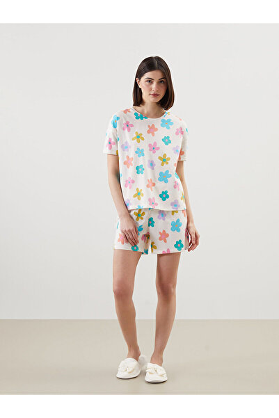 LC Waikiki Vizyon New Season Crew Neck Printed Women's Shorts Pajama Set