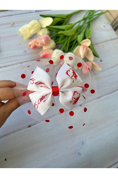 MeloKids Polka Dot Tulle Detailed Ataturk Patterned Ribbon Crown