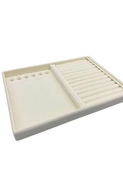 MeGass Dekor Εγχώριας παραγωγής Βενετίας Μοντέλο Suede Fabric Cream 34/24 cm Nail-wurst Jewelry Stand μέσα στο συρτάρι