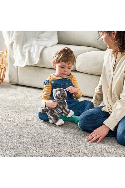IKEA LILLEPLUTT Soft toy, cat grey/white