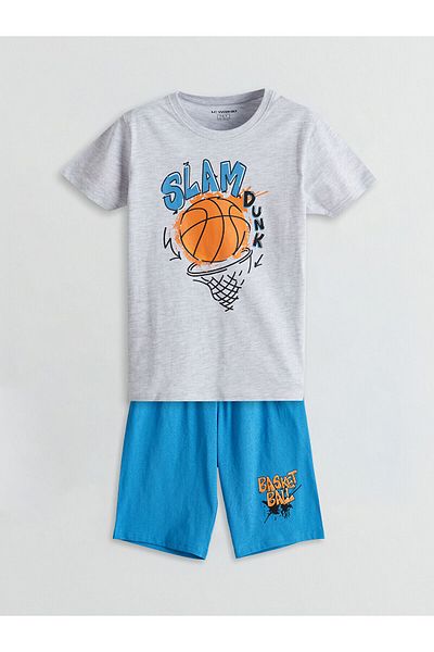 LC Waikiki Set de pijamale pentru băiat cu gât crew cu pantaloni scurți