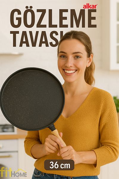 FİTHOME 36 Cm Cast Iron Pancake Pan Handle Can Be Removed and Baked Cast Iron Pancake Pan