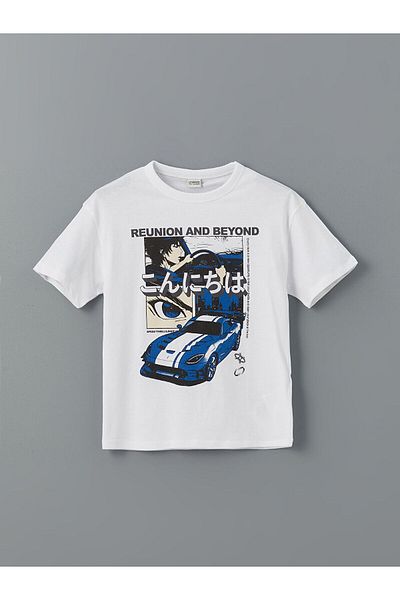 LC Waikiki Tricou pentru băiat din bumbac pieptănat cu decolteu