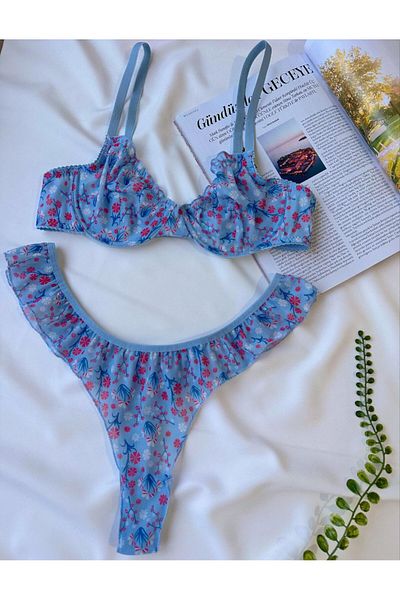 MILANOFOX Set sutien și tanga cu braletă romantică florală (aniversare, ocazie specială)