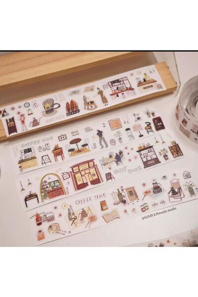 İthal K1-100cm Bandă washi cu ceas de cafea, croială bucăți