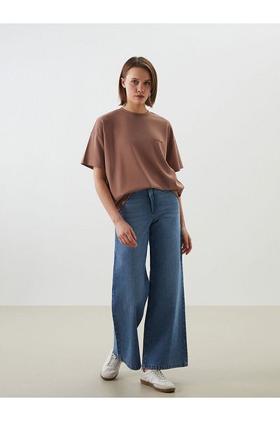 LC Waikiki Modal Blended Embroidered Oversize Women's T-Shirt