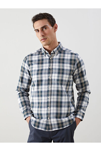 LC Waikiki Nevavm Regular Fit Long Sleeve Plaid Gabardine Men's Shirt with Di...