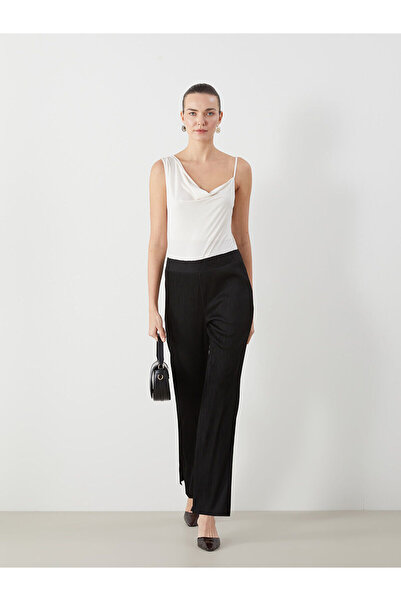 LC Waikiki Texturierte Damenhose mit elastischem Bund