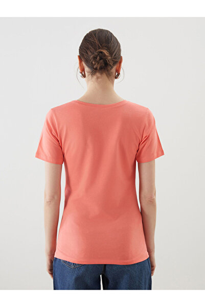 LC Waikiki Γυναικείο μπλουζάκι με λαιμόκοψη Mercan