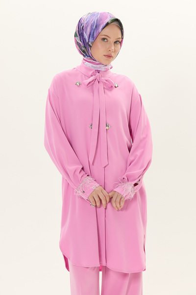 Setrms Fularlı Taş ve Otriş Detaylı Tunik