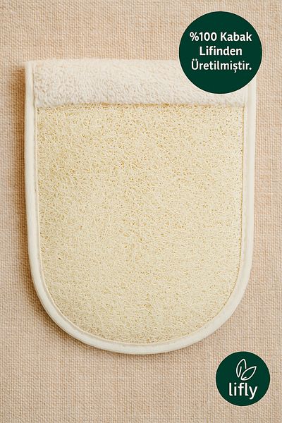 lifly Natural Pumpkin Fiber Scrub Gloves - Bath Shower Scrub - Loofah Exfoliating Scrub - Pumpkin Fiber Body Scrub