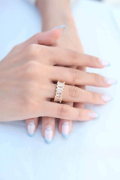Store Zircon Stone Baguette Gold Color Women's Ring