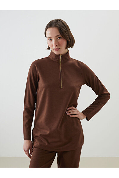 LC Waikiki LCWAIKIKI Classic Коричнева туніка з високим коміром для жінок