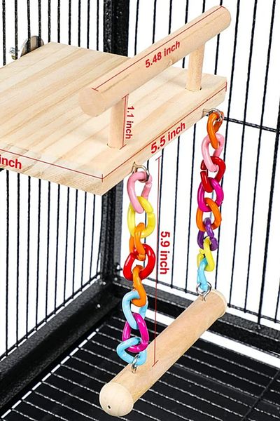 Alyones Wooden Hamster Climbing Platform - Cage Accessory with Ladder