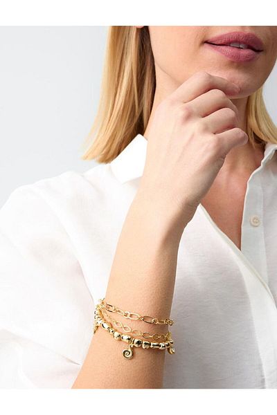 Jimmy Key Gold Color Shiny Multi Chain Bracelet