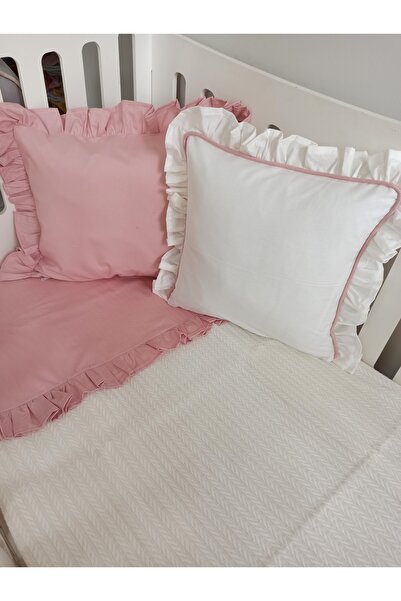 Genel Markalar Ege Home deluxe %100 pamuklu fırfırlı bebek pike takımı koyu p...
