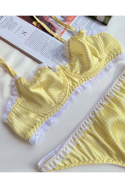 MILANOFOX Set de lenjerie intimă cu sârmă, cu detaliu din satin și dantelă Gingham