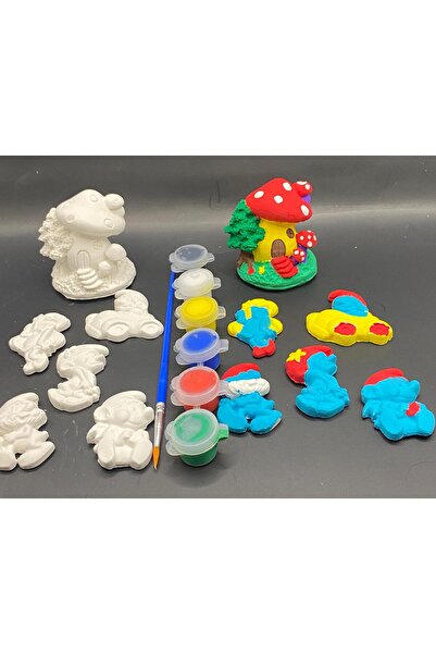 evim atölye Çocuk Gelişimi Taş Boyama Seti Şirinler Seti Taş Boyama Seti 7'li