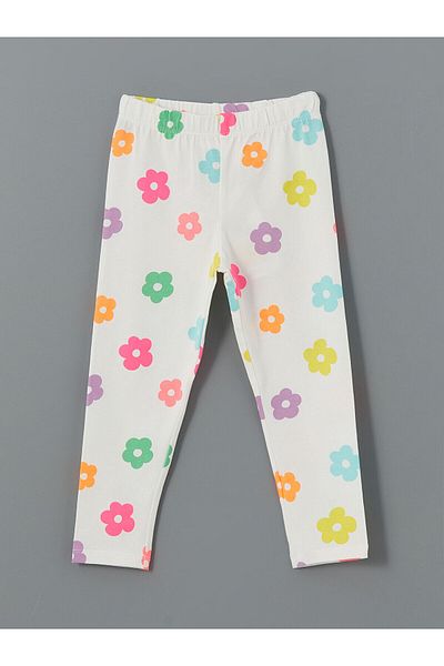 LC Waikiki Girl's Floral Tights with Elastic Waist