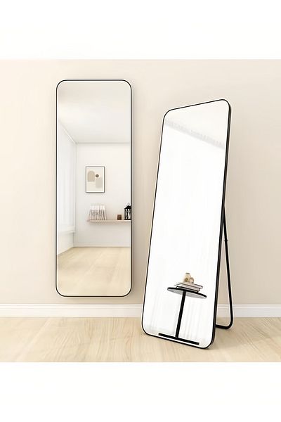 COOYA 155 X 45cm Full Length Mirror,with Aluminum Alloy Frame,free-standing,leaning,wall-mounted,black