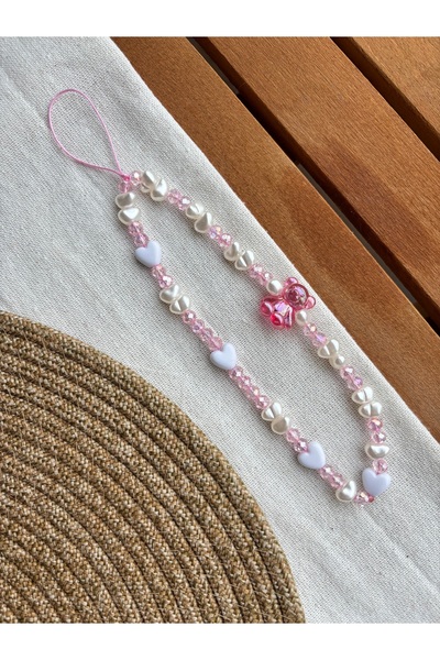 PEONY peonyofficiall Pembe Ayı Ve Kristal Telefon Charmı Telefon İpi Çanta Süsü