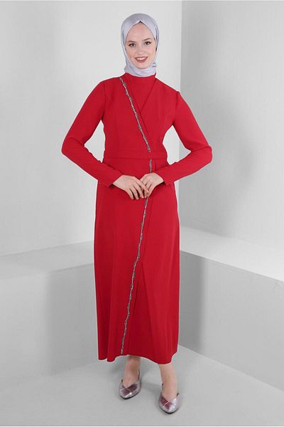 Alvina STONE DETAILED STYLE COLLAR DRESS 43541