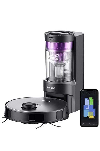 Eureka Robot Vacuum Cleaner with Eco-Friendly Station, Bagless Automatic Dust-Draining, 4000 Pa