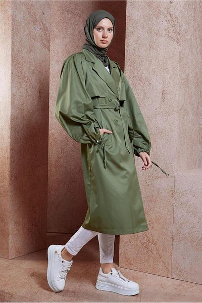 Alvina 10898 Model Belted Trench Coat