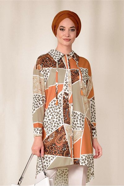 Alvina Colorful Patterned Front Button Tunic 4983