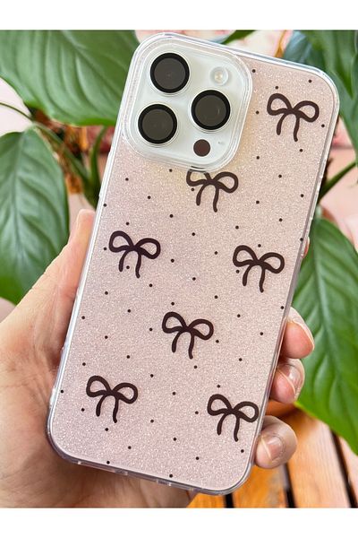 Fibaks غطاء متوافق مع هاتف Apple iPhone 14 Pro، لون أسود لامع مع نمط القوس، غطاء مشرق يمتص الصدمات