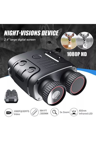 COOYA 1080P Portable Infrared Binocular, With 5X digital zoom, 2.4-inch HD LCD screen, for Outdoor