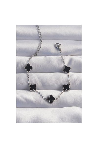 Skygo Silver Colored Black Enamel 316l Baby Bracelet - Tj-bb6275