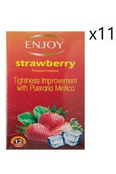 Enjoy Enjoy Strawberry Flavored Condoms, 12 Pieces, 11 Packs