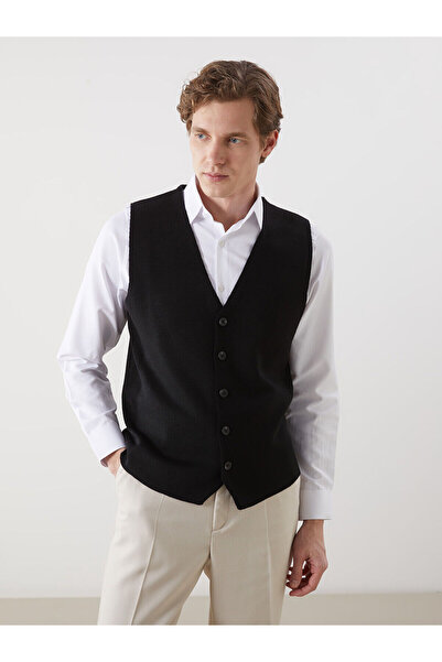 LC Waikiki Ozmarka New Season Standard Fit V-Neck Men's Knitwear Vest