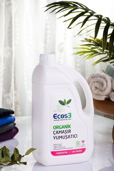 Ecos3 Organik Çamaşır Yumuşatıcı, Vegan Sertifikalı, Bitkisel, Extra Konsantre, 100 Yıkama, 2.5 Lt