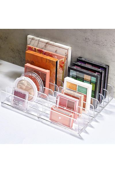 COOYA 2 Pack Eyeshadow Makeup Palette Organiser,7 Compartments,Durable & Waterproof,6.7x3.34x1.6 in