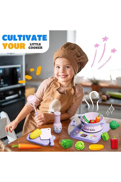 COOYA Kids Play Kitchen Toys Set, 33Pcs Toddlers Pretend Cooking Playset, Learning Gift for Kids