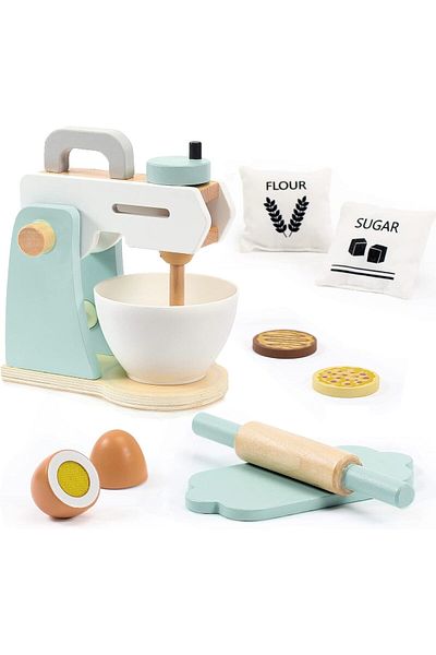 COOYA Play Kitchen Accessories, Wooden Set, for Kids Kitchen, includes Extra Egg, Rolling Pin