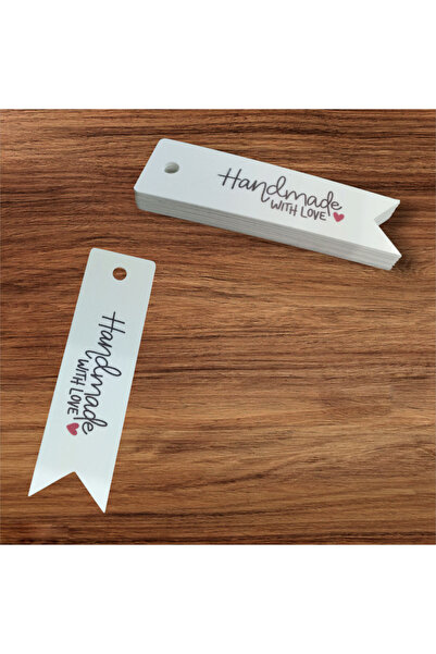 Store Handmade With Love ve Kalp Renkli Baskılı Karton Etiket | 100 Adet | 7c...
