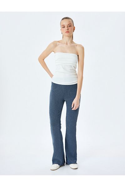 Koton Noul sezon, talie înaltă, pantaloni spaniole texturați, skinny, pantaloni Wrap