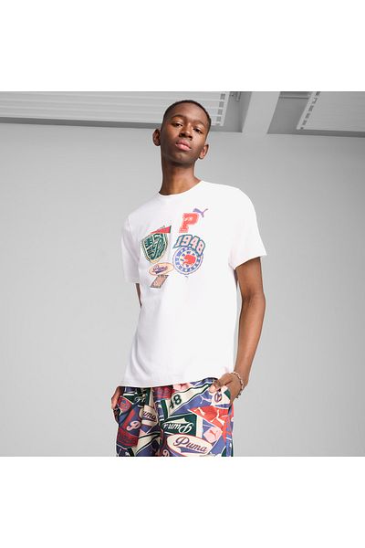 Puma Ανδρικό λευκό μπλουζάκι Wardrobe Ess Graphic