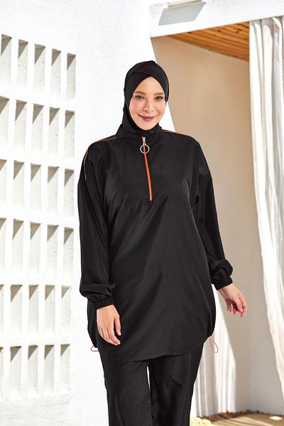 Adasea Μαύρο γυναικείο μακρυμάνικο μαγιό Valeria Plus Size