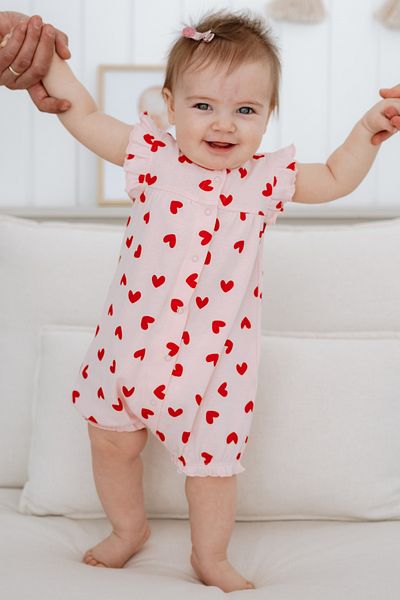 Lilabio 100% Cotton Short Leg Ruffle Baby Romper