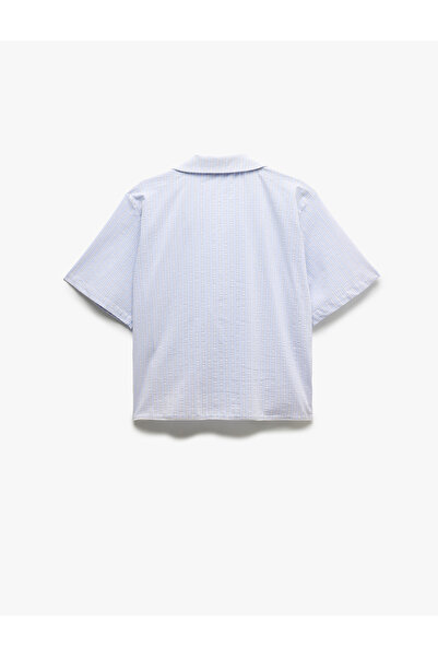 Koton Potrivire confortabilă imprimată - Top de pijama cu mânecă scurtă cu guler în dungi